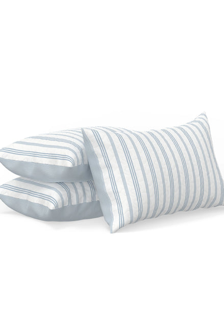 French Stripe Light Blue Quilt Set