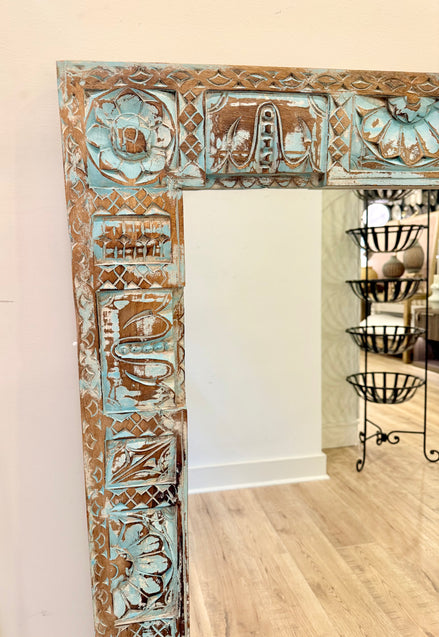 Hand Carved Mango Wood Mirror