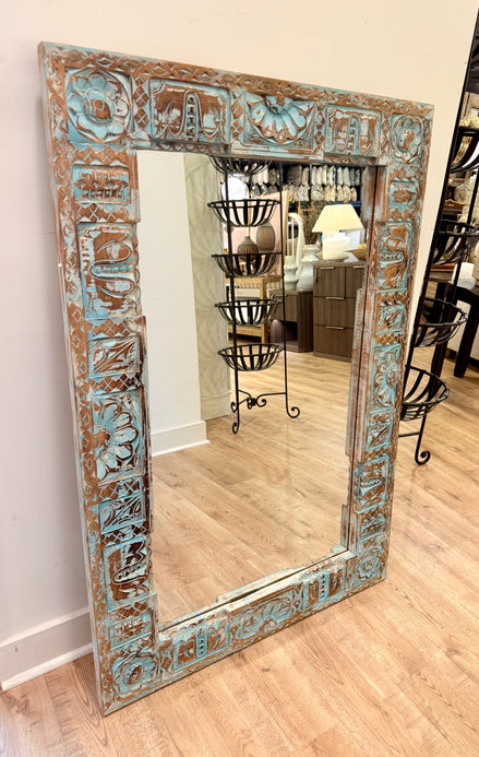 Hand Carved Mango Wood Mirror