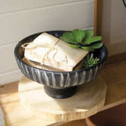 Black Wash Footed Clay Bowls with Detail on Rim