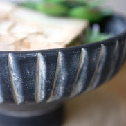Black Wash Footed Clay Bowls with Detail on Rim