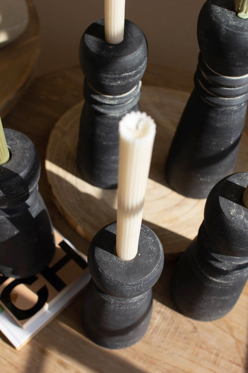 Candle Holder Taper Black Clay