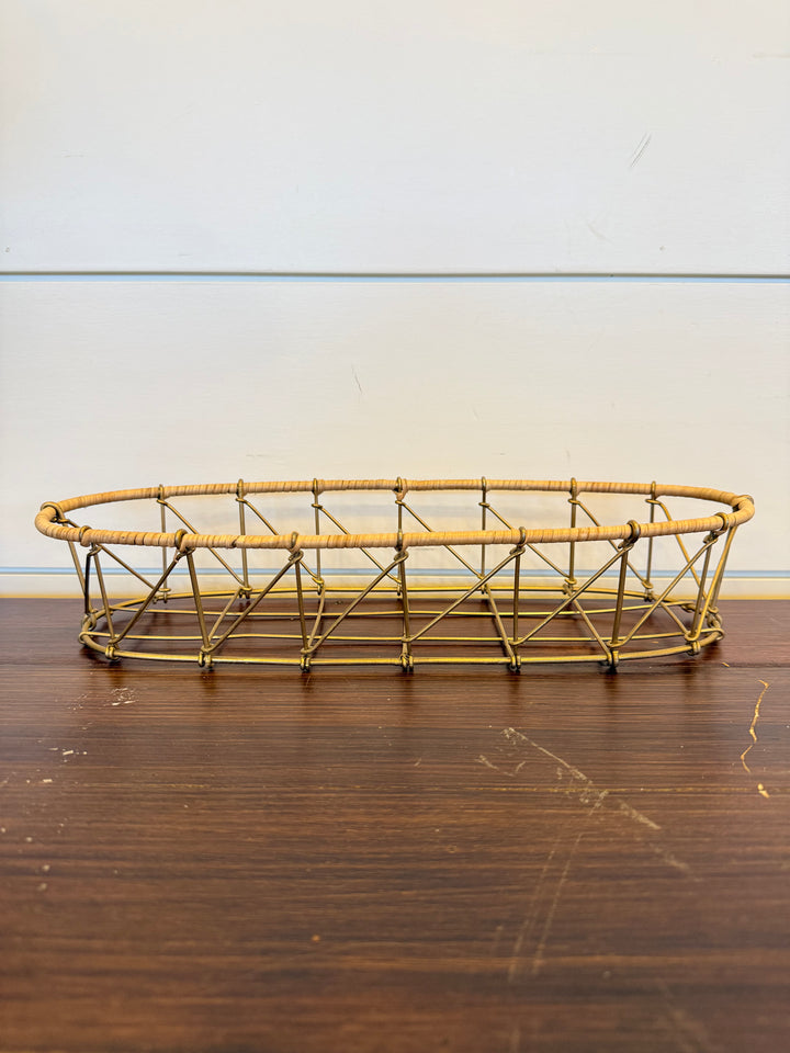 Metal and Rattan Basket