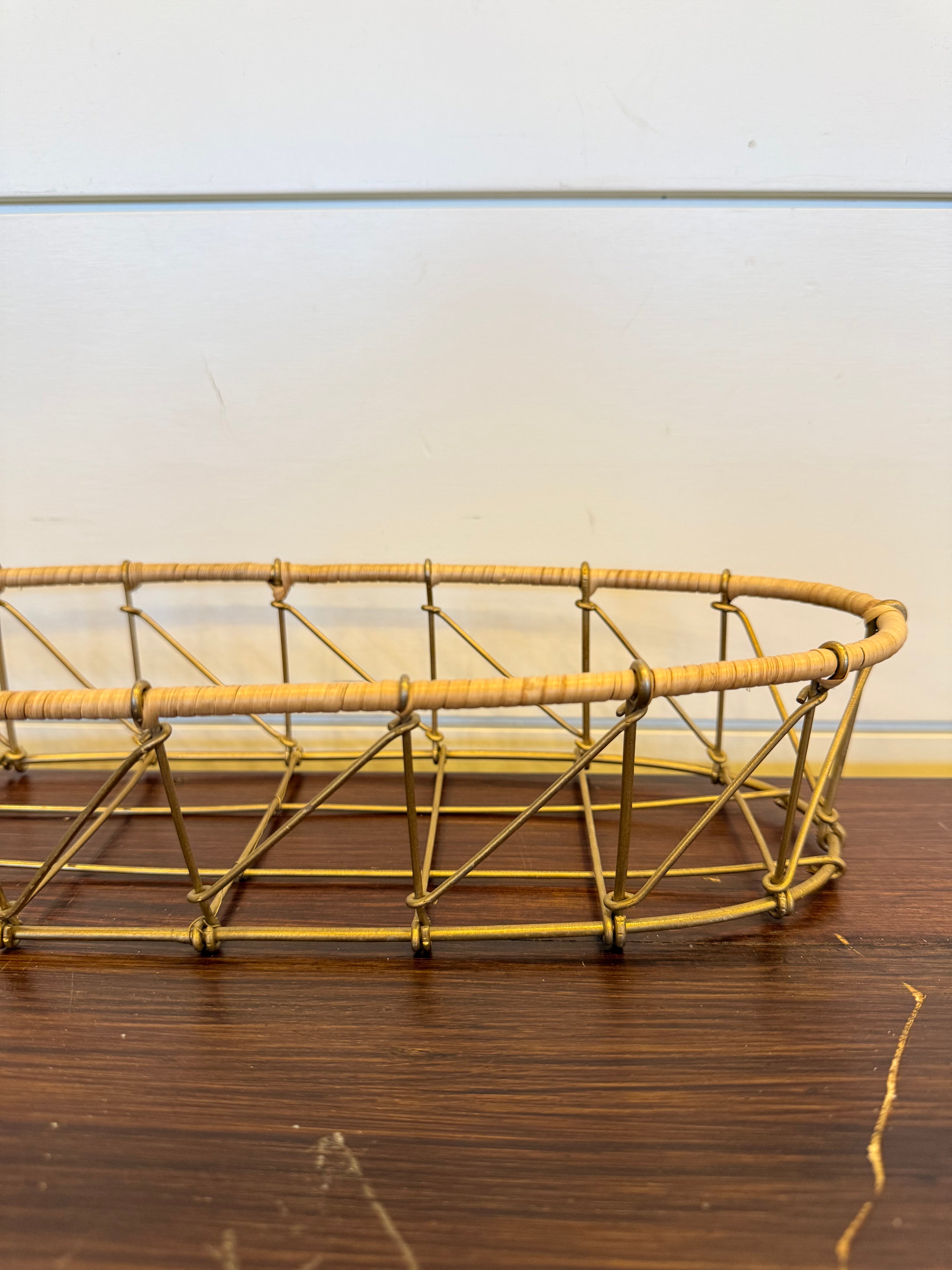 Metal and Rattan Basket