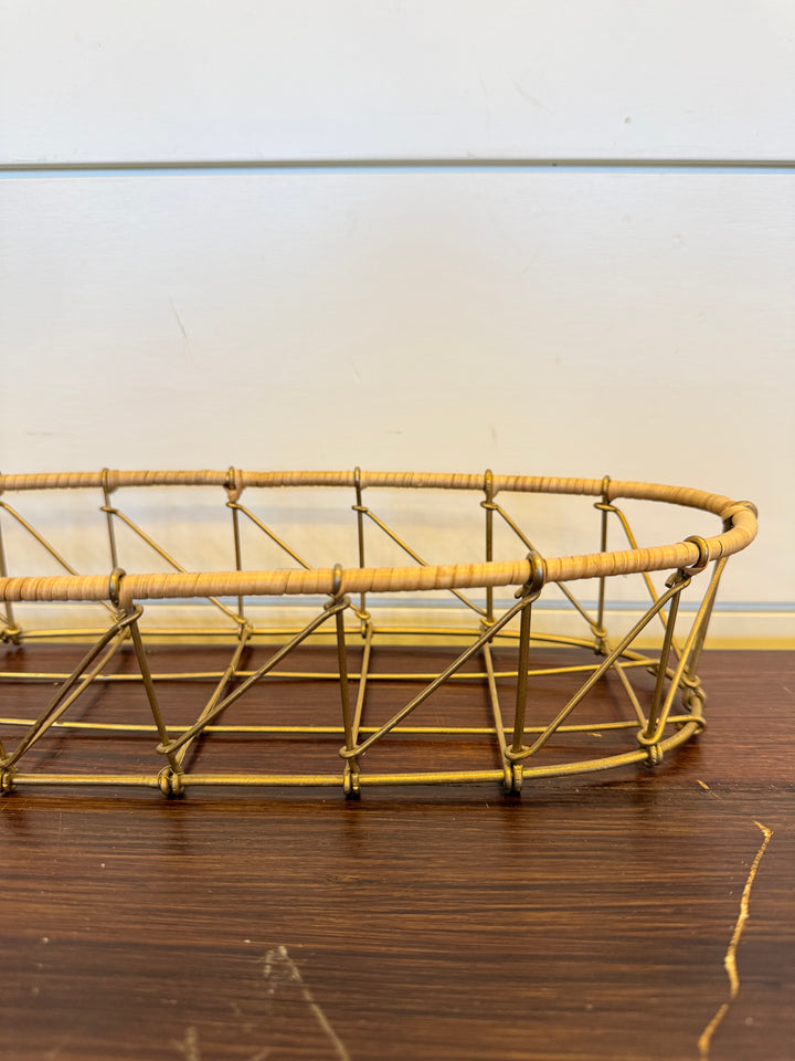 Metal and Rattan Basket