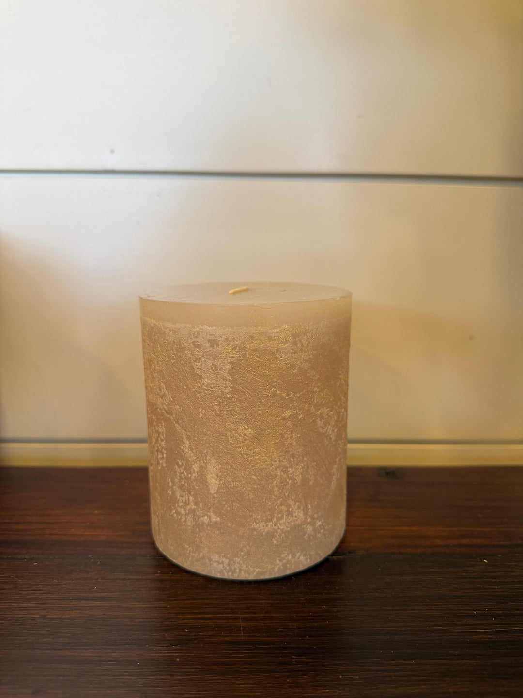 Light Gray Timber Pillar Candle