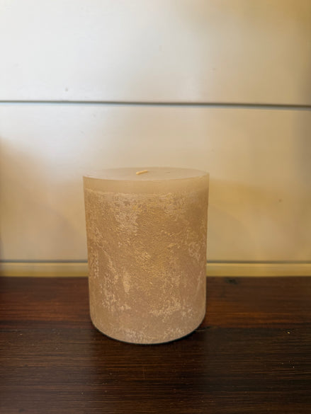 Light Gray Timber Pillar Candle