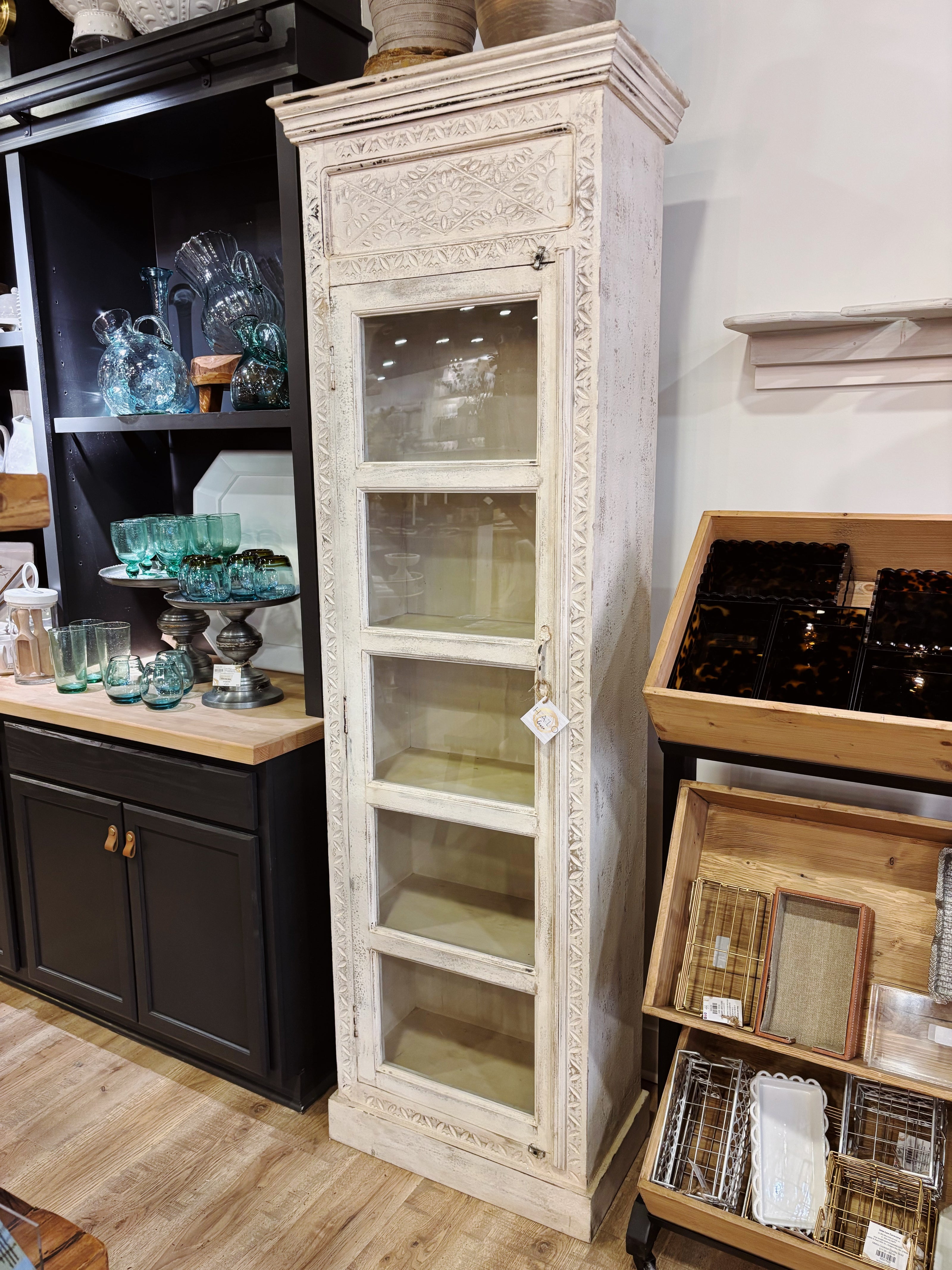 White Carved Chifforobe