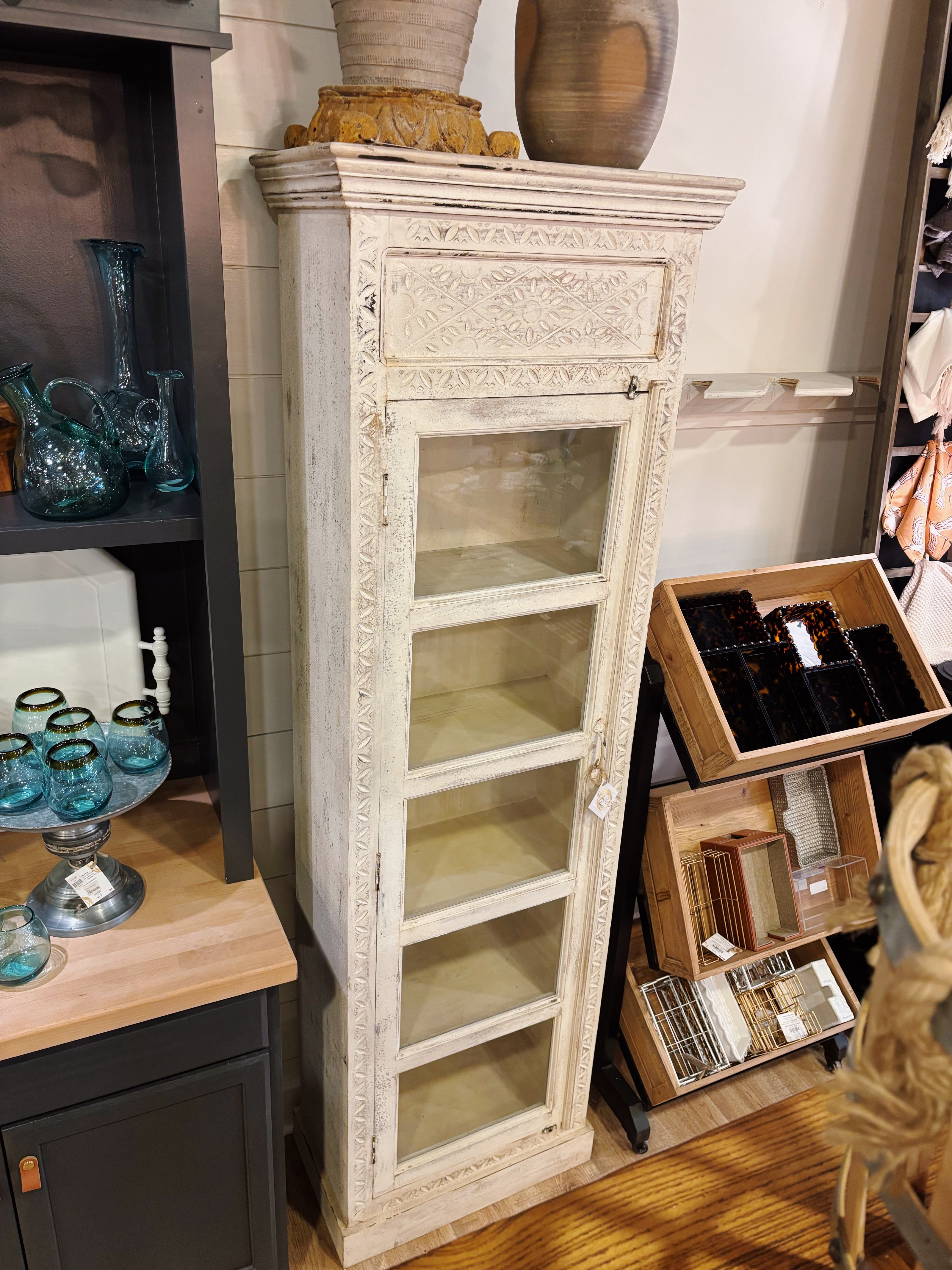 White Carved Chifforobe