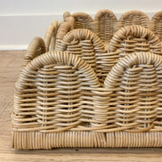 Scalloped Rattan Tray