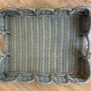 Scalloped Rattan Tray