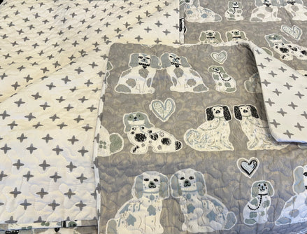 Foo Dogs Grey Quilt Set