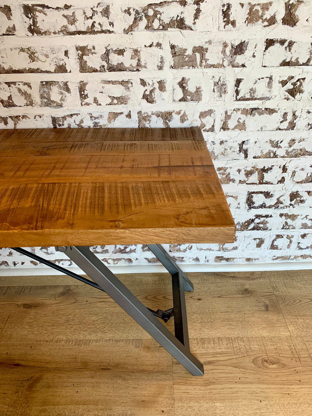 Wood Bench w/ Metal Legs