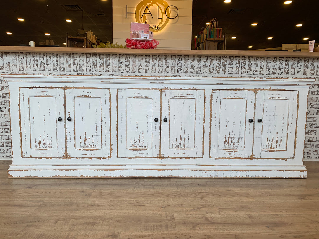 Rustic White Buffet Cabinet