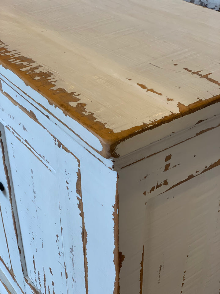 Rustic White Buffet Cabinet