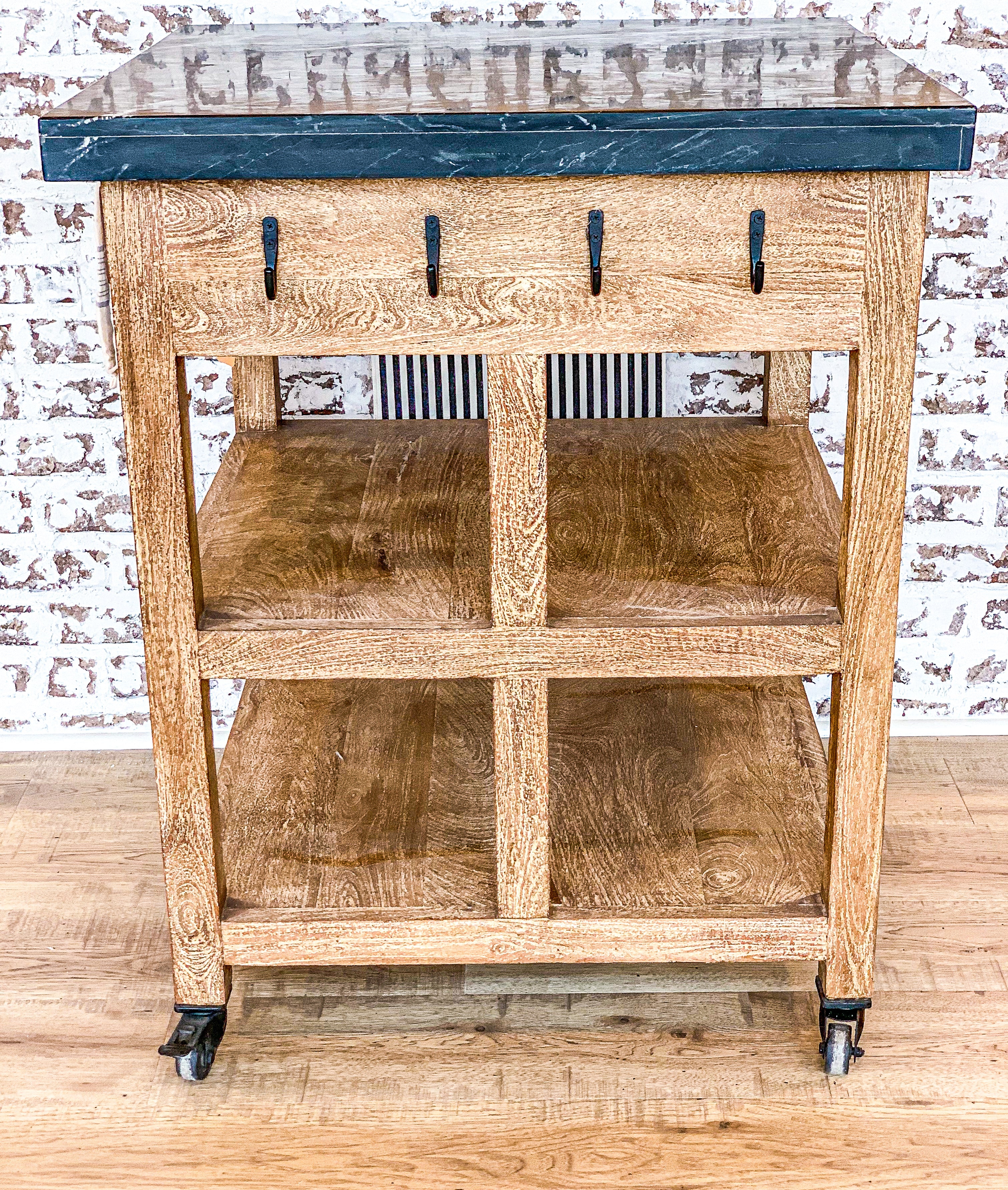 ISLAND-HANDCRAFTED KITCHEN ISLAND W/ STONE TOP