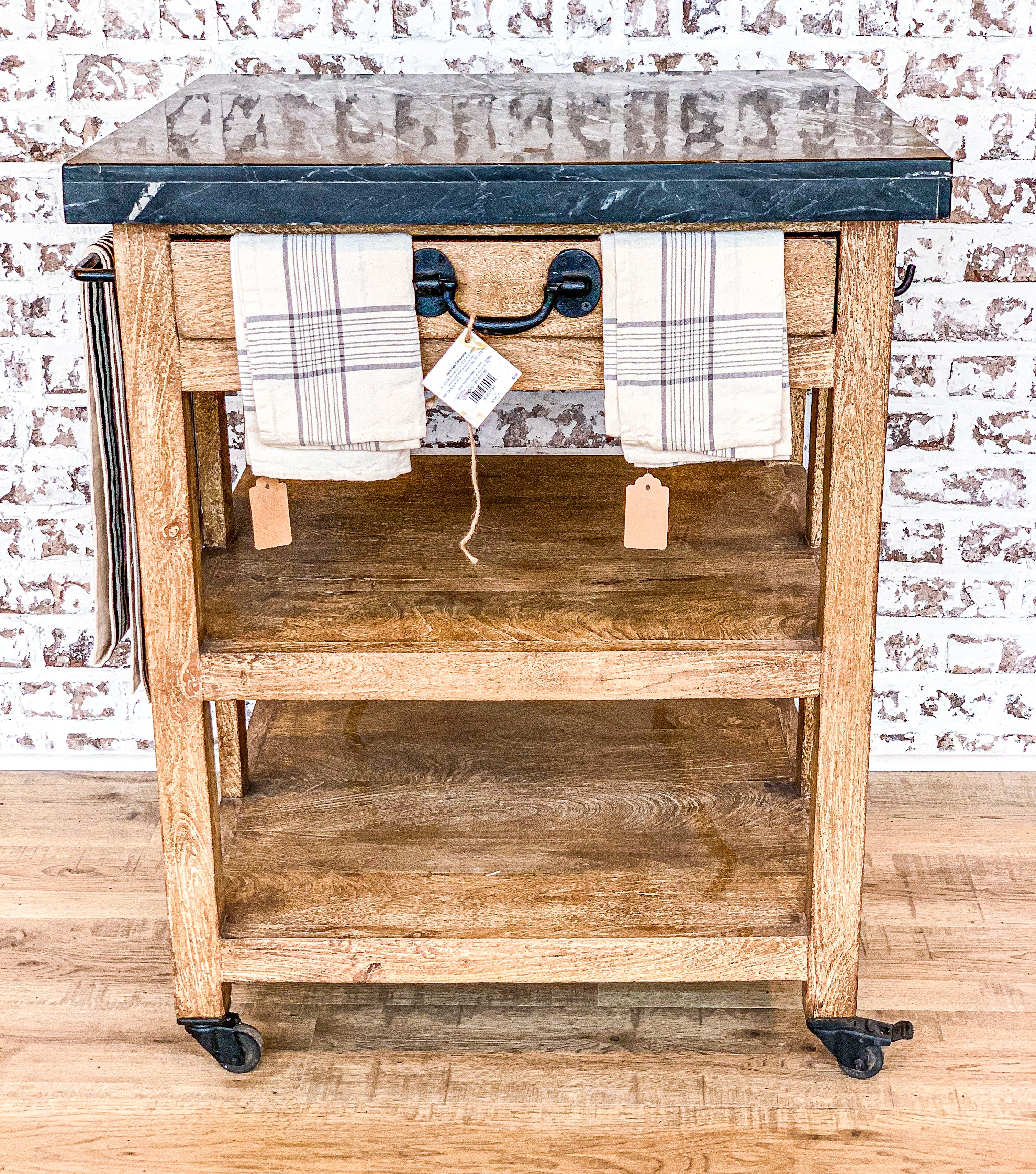 ISLAND-HANDCRAFTED KITCHEN ISLAND W/ STONE TOP