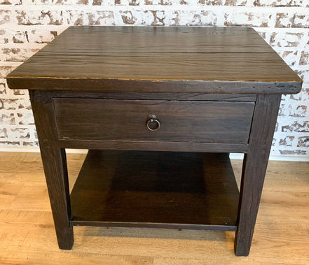 Lobo Reclaimed Wood End Table Espresso Brown