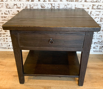 Lobo Reclaimed Wood End Table Espresso Brown