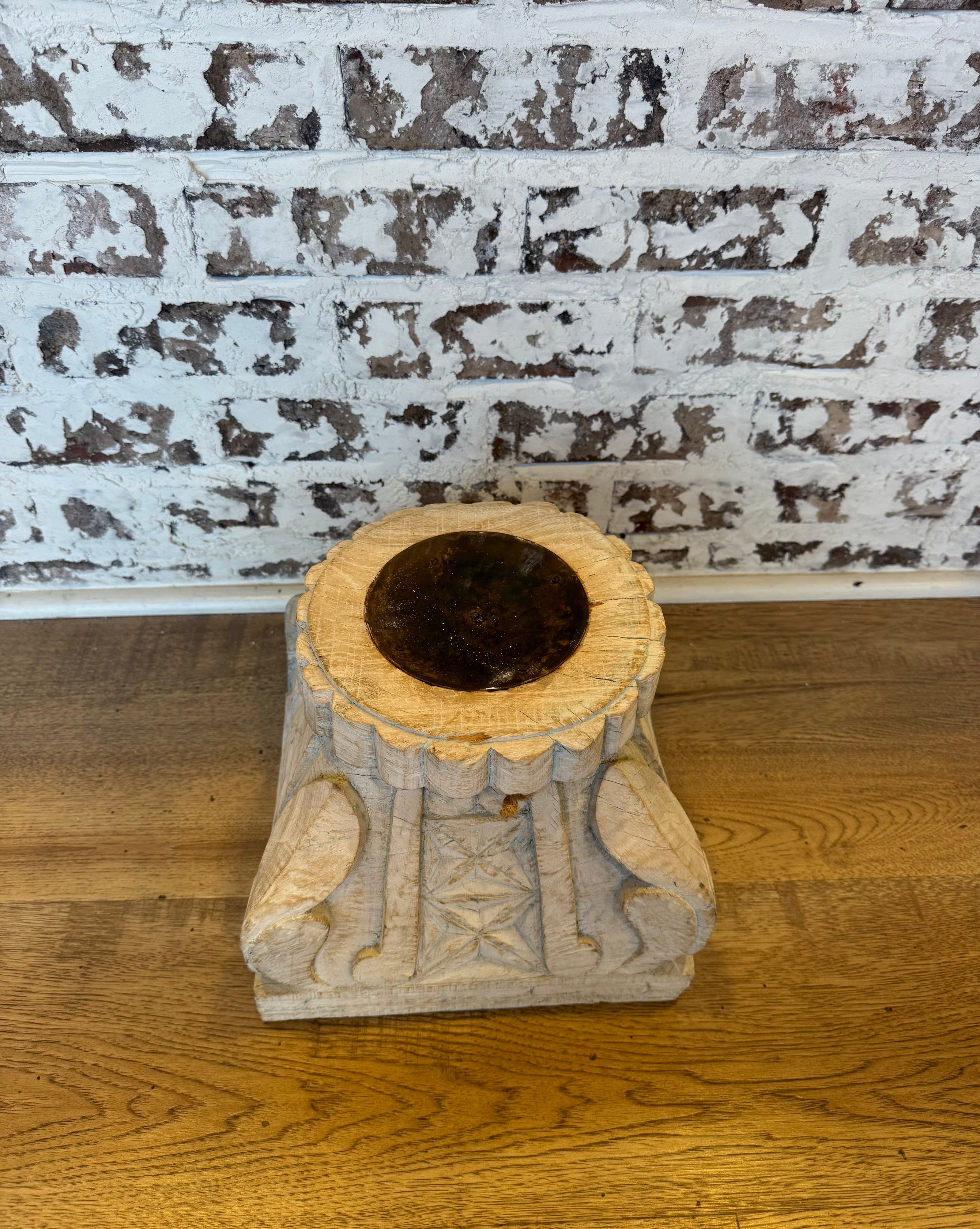 Large Bleached Capital Candle Holder