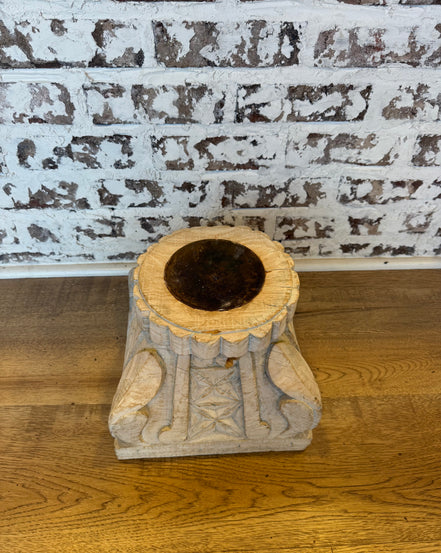 Large Bleached Capital Candle Holder