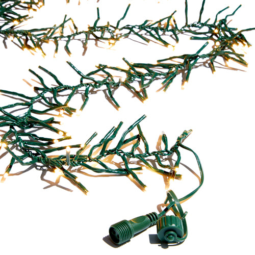 34' CONNECTABLE CLUSTER GARLAND GREEN WIRE W/1000 WHITE LIGHTS