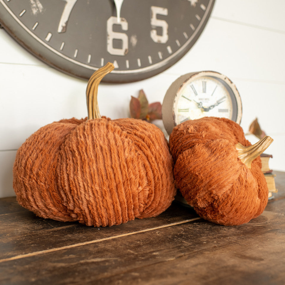 6.25" BURNT ORANGE FLEECE PUMPKIN