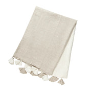 Colorblocked Linen Blanket with Tassels