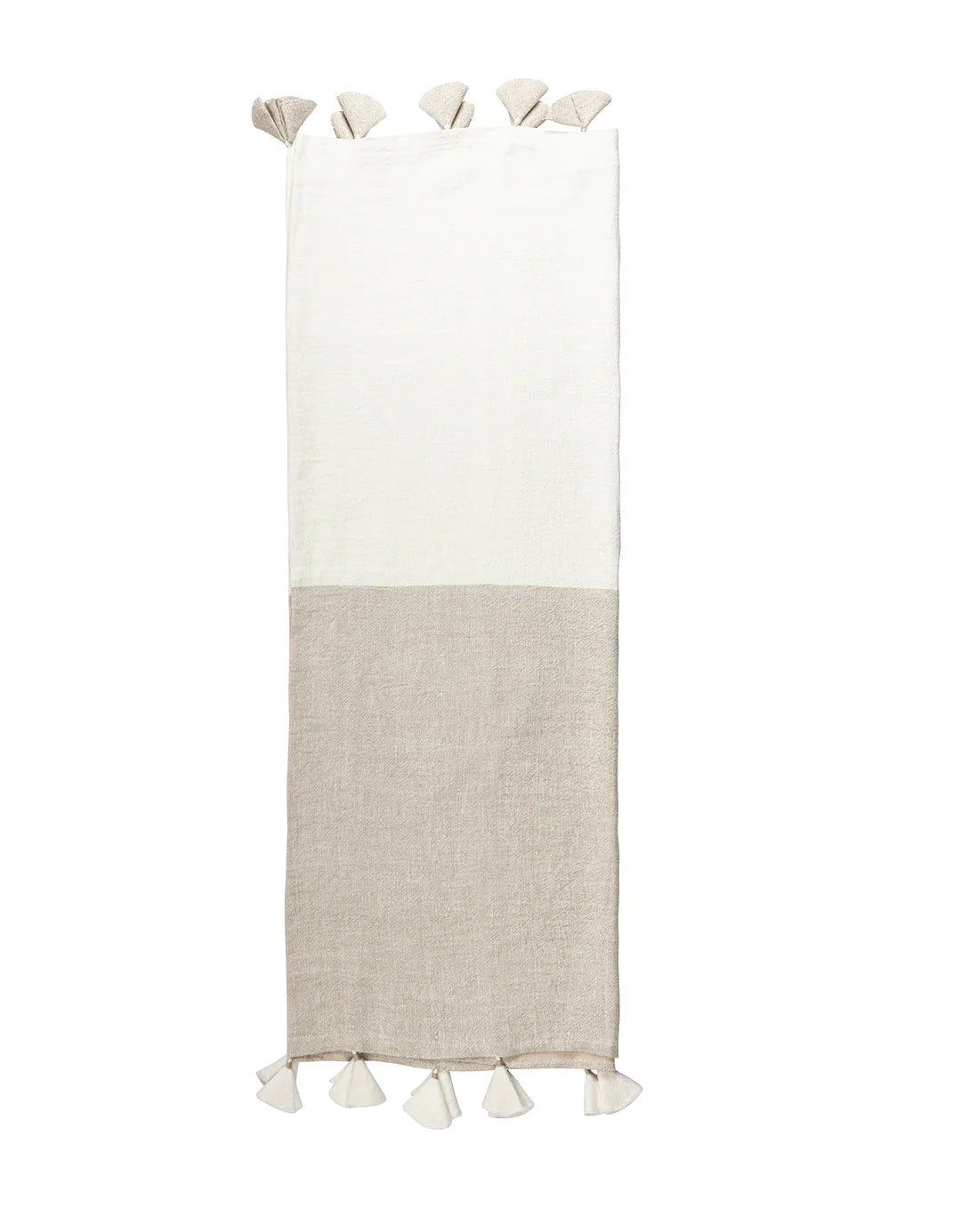 Colorblocked Linen Blanket with Tassels