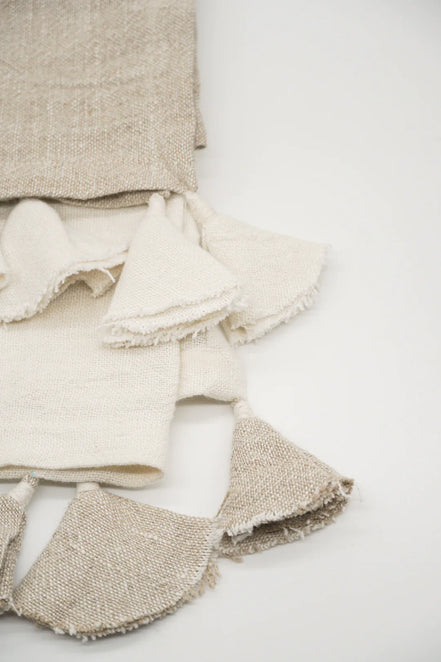 Colorblocked Linen Blanket with Tassels