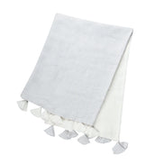 Colorblocked Linen Blanket with Tassels