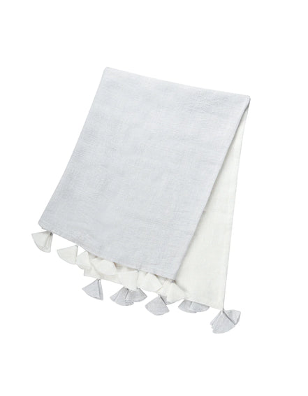 Colorblocked Linen Blanket with Tassels