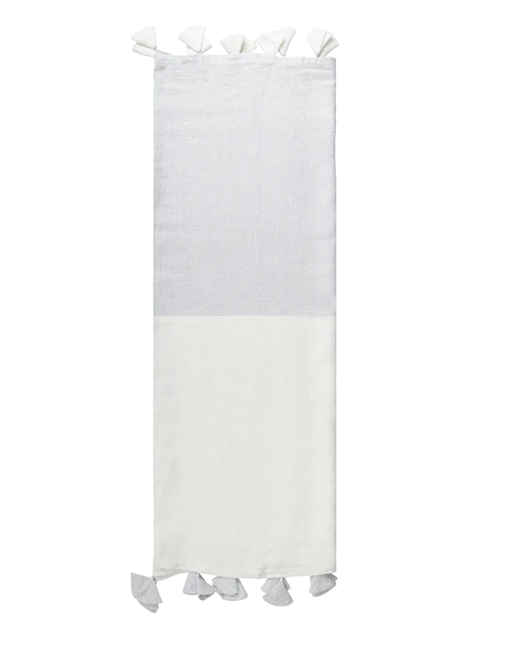 Colorblocked Linen Blanket with Tassels