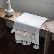 Colorblocked Linen Blanket with Tassels