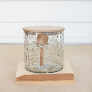 Glass Canister Wood Top and Spoon