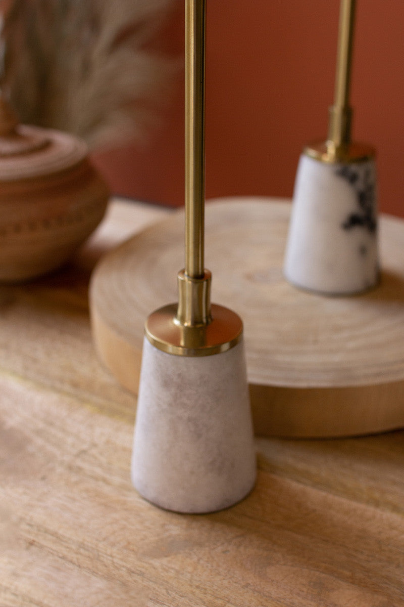 Candlestick Brass Pillar w/ Marble Base