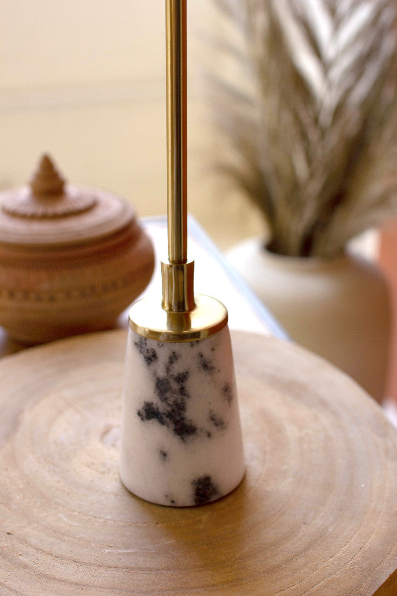 Candlestick Brass Pillar w/ Marble Base