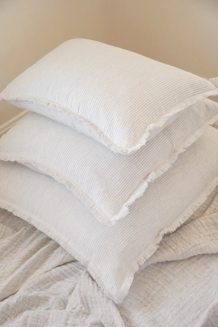 Natural Beige & White Pinstripe So Soft Linen Pillow