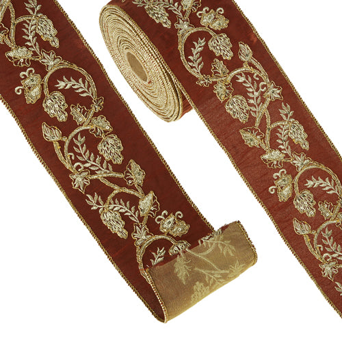 Ribbon Embroidered Wired 4"x 10 yards