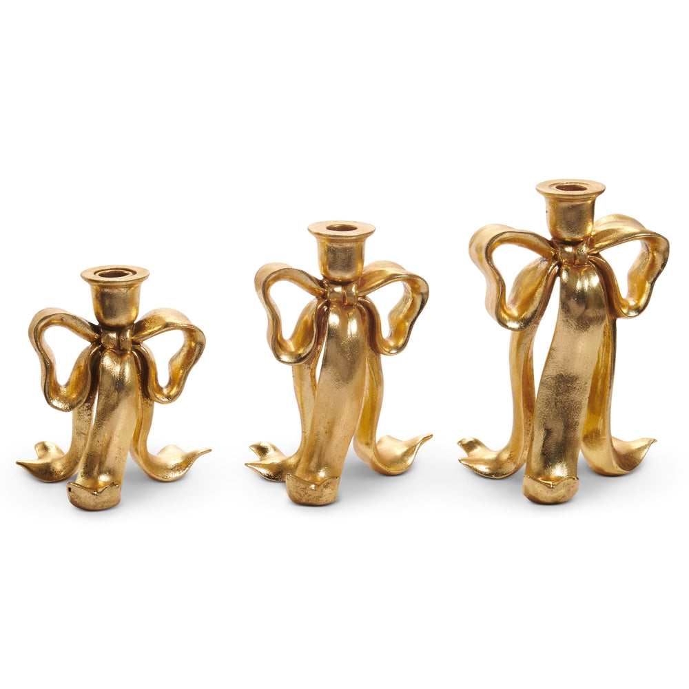 Gold Bow Candlesticks