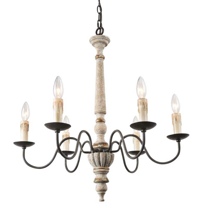 Chandelier Izuell 25" Wide Off-White 6-Light Candle