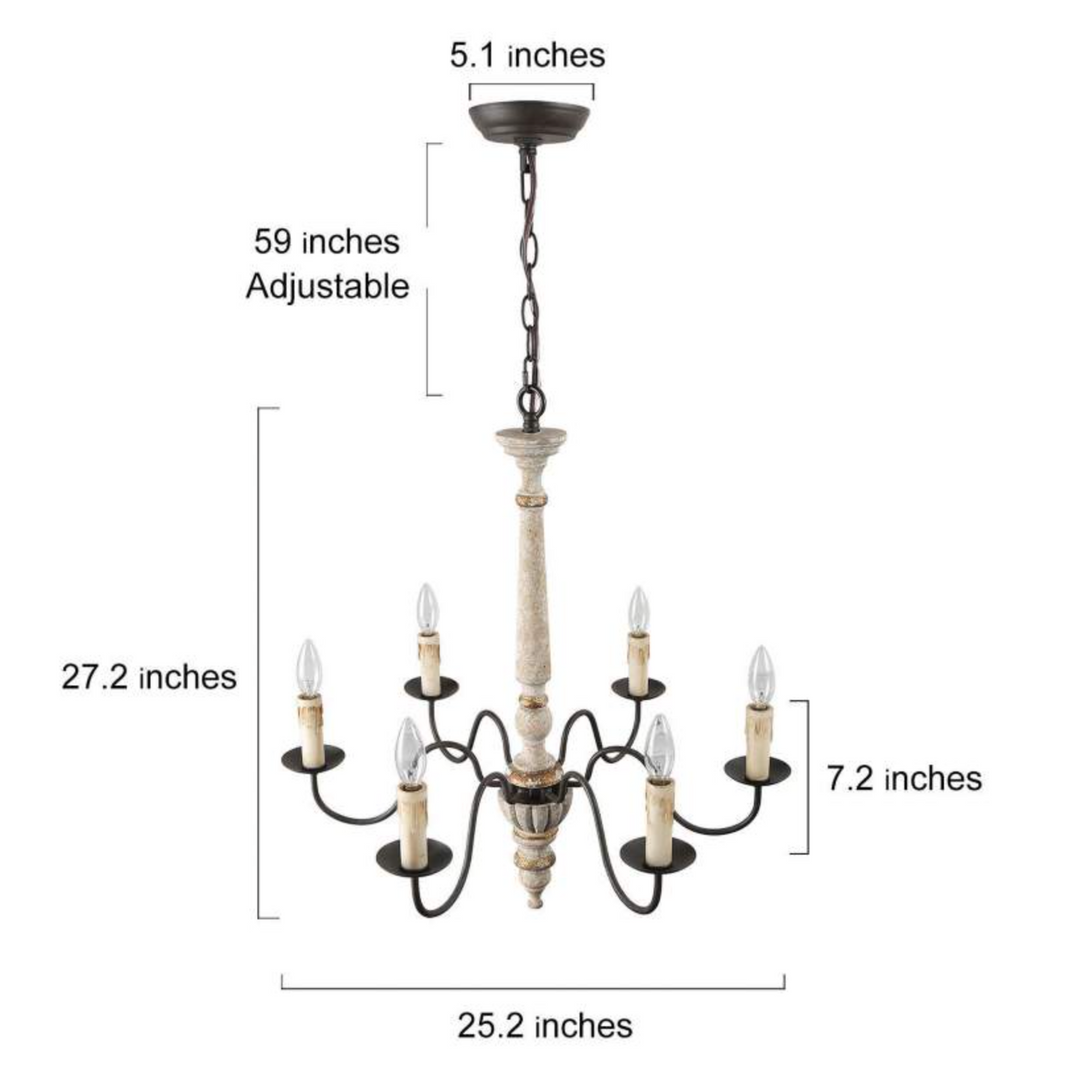 Chandelier Izuell 25" Wide Off-White 6-Light Candle