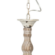 Chandelier White Distressed Natural Wood
