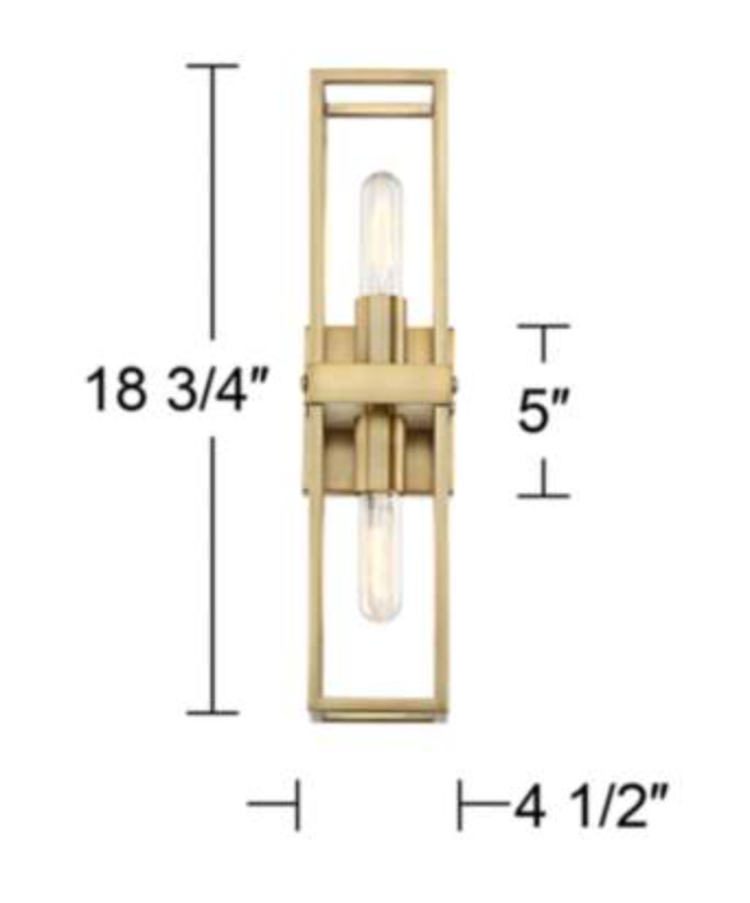 Sconce Fabrian 18 1/4" High Warm Brass 2-Light Wall