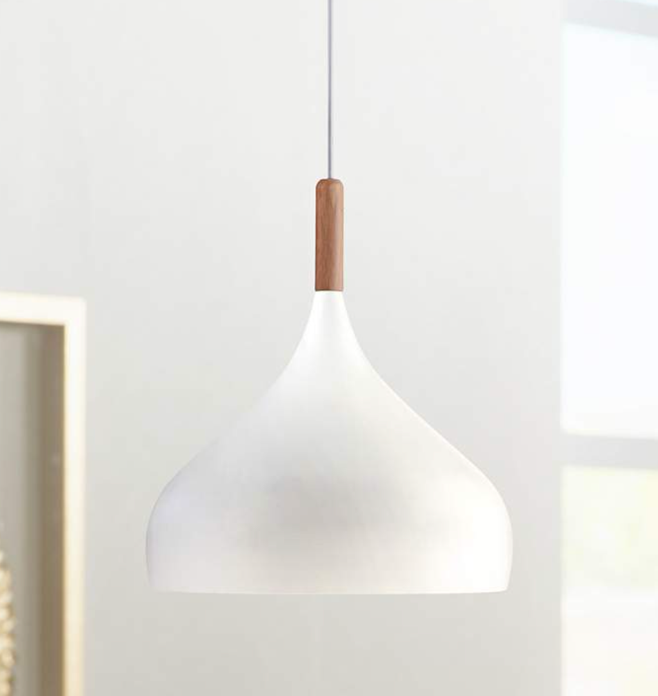 Felton White Aluminum and Wood Mini Pendant