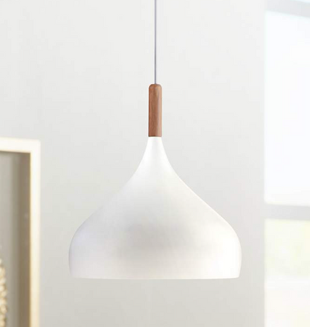 Felton White Aluminum and Wood Mini Pendant