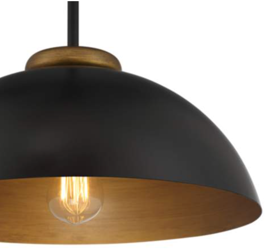 Pendant Janie 15 1/2" Wide Black and Gold Dome Light