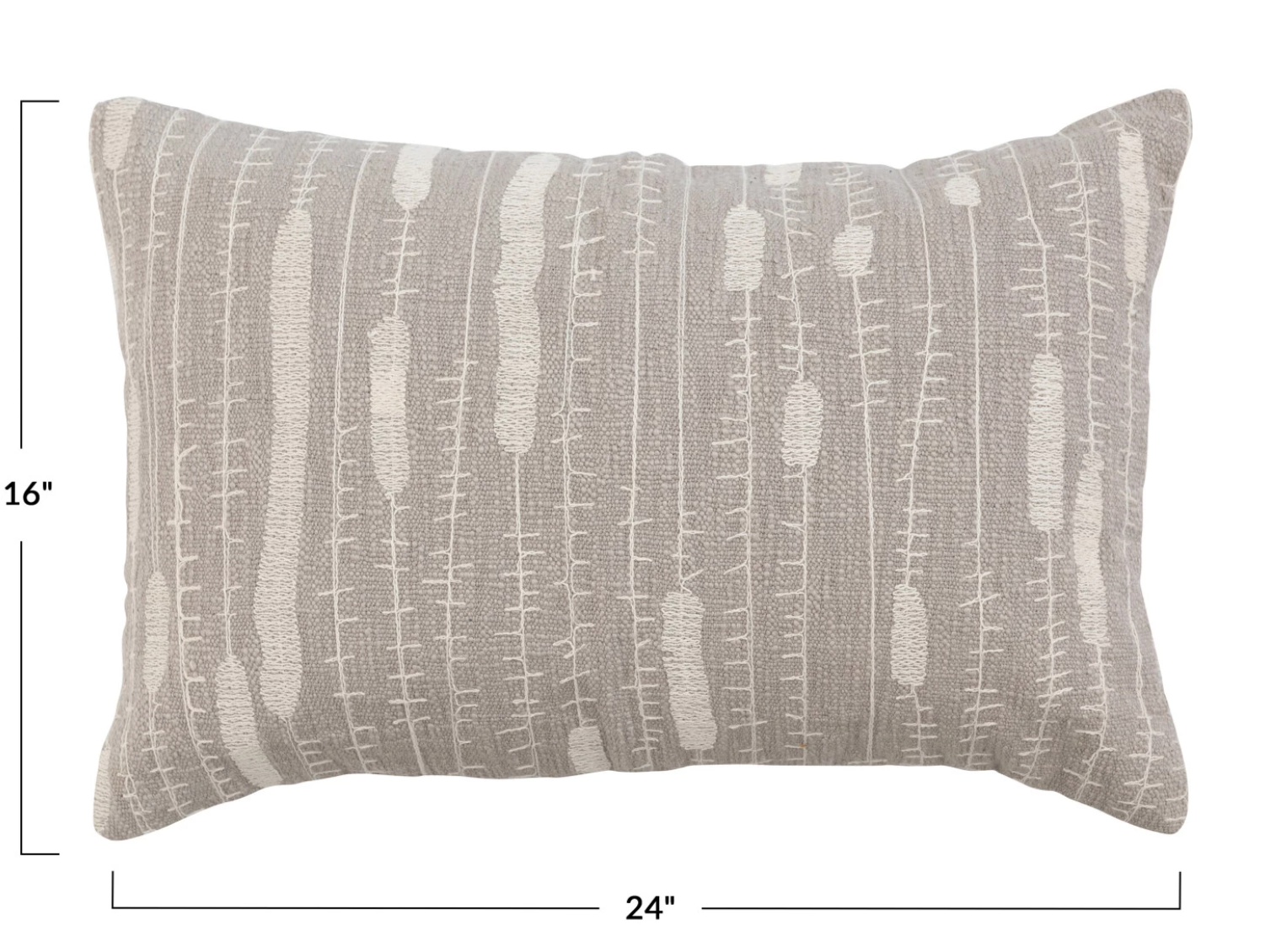 24" x 16" Cotton Lumbar Pillow w/ Embroidery