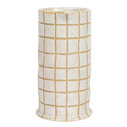46 oz. Stoneware Pitcher w/ Wax Relief Grid Pattern