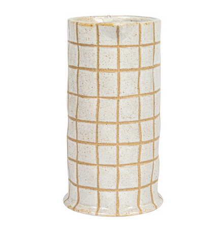 46 oz. Stoneware Pitcher w/ Wax Relief Grid Pattern